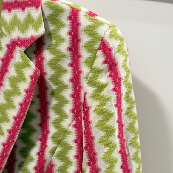 EUC [Lafayette 148] New York Green/Pink Buttoned Blazer Jacket Women’s Size 8 - Picture 9 of 14